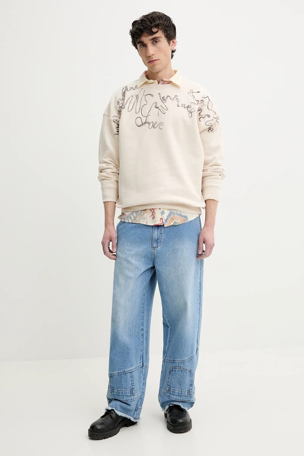 Хлопковая рубашка Desigual IKAT цвет бежевый