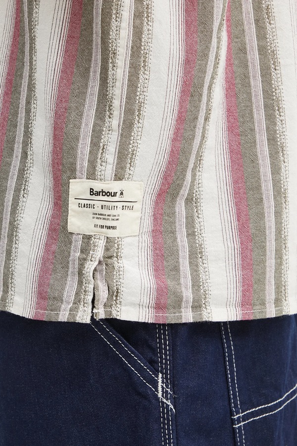 Бавовняна сорочка Barbour Lipton Striped S/S Relaxed Fit Shirt колір зелений фото 4
