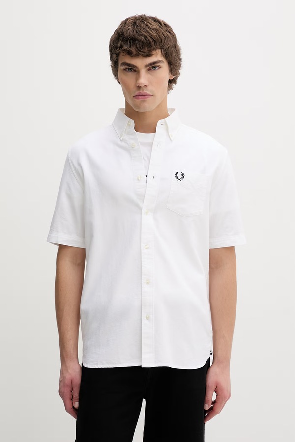 Хлопковая рубашка Fred Perry цвет белый