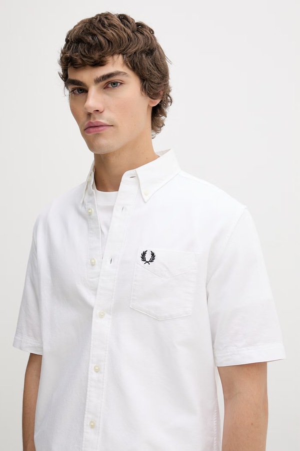 Бавовняна сорочка Fred Perry колір білий фото 4