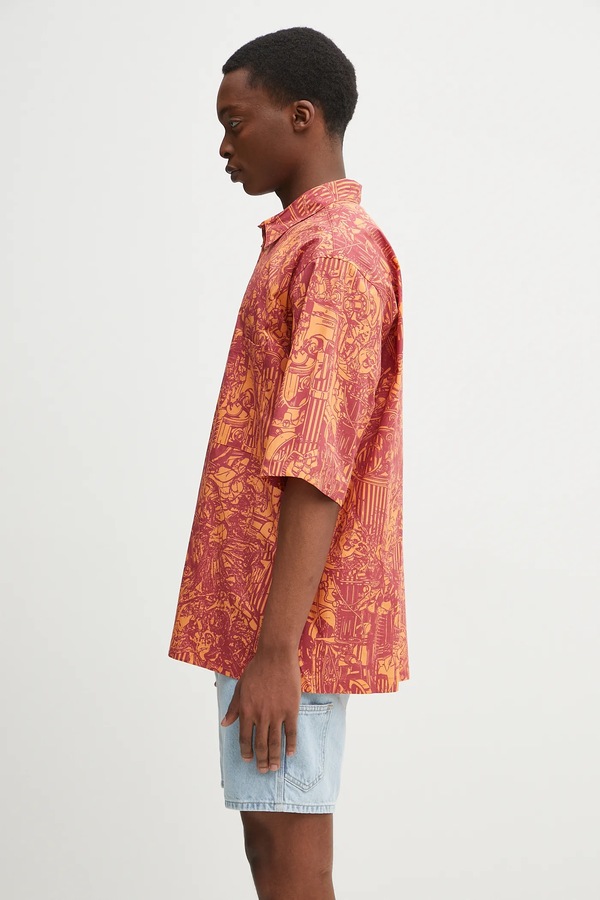 Бавовняна сорочка Marcelo Burlon Aop Mech Bowling Shirt Orange Burgundy колір помаранчевий