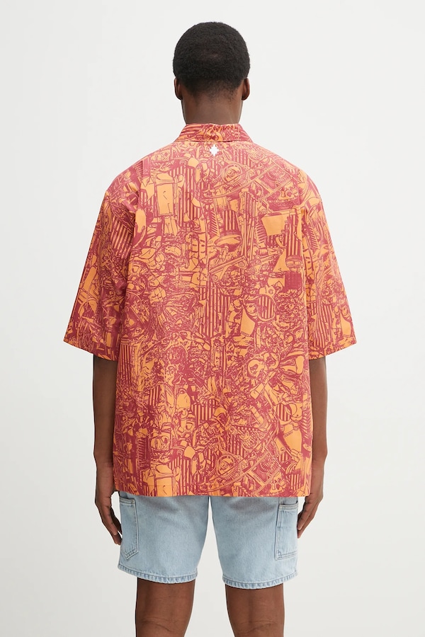 Бавовняна сорочка Marcelo Burlon Aop Mech Bowling Shirt Orange Burgundy колір помаранчевий фото 2