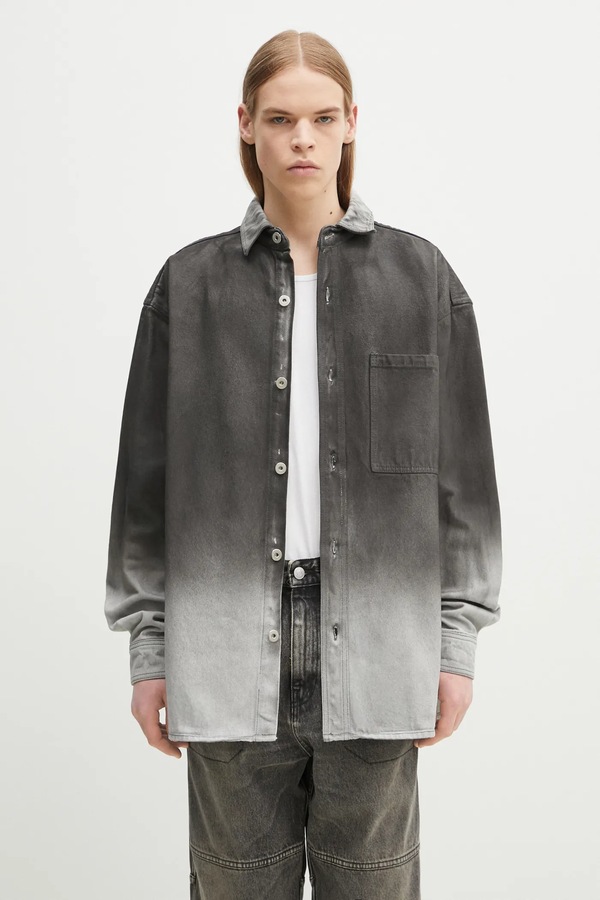 Джинсовая рубашка Marcelo Burlon Gradient Denim Overshirt Black White цвет серый