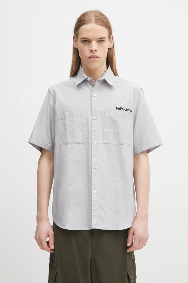 Хлопковая рубашка No Problemo SS Uniform Shirt цвет серый