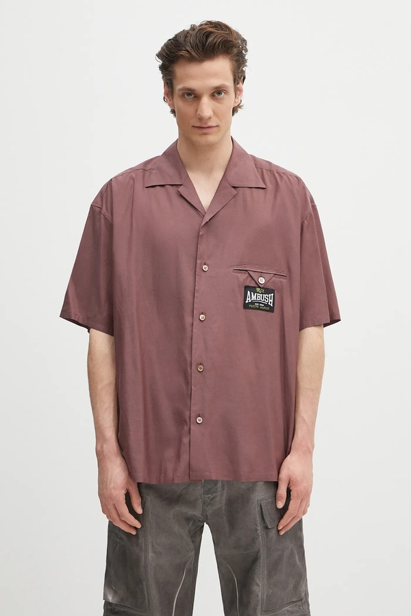 Сорочка Ambush S/S Satin Shirt колір бордовий