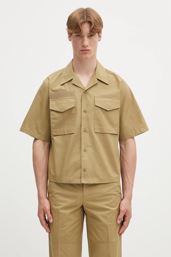 Бавовняна сорочка Helmut Lang BOXY.FIELD.SHRT.COMP колір зелений