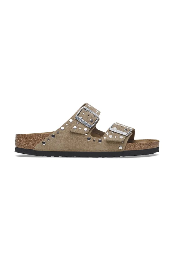Замшеві шльопанці Birkenstock Arizona Rivet колір коричневий