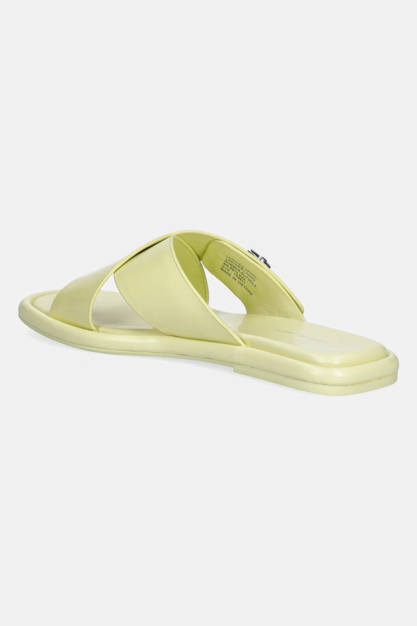 Шкіряні шльопанці Tory Burch T Lock Cross Band Slide колір жовтий фото 2