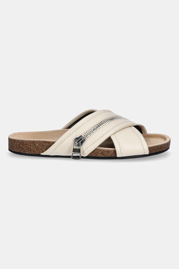 Кожаные шлепанцы JW Anderson Biker Loafer цвет бежевый
