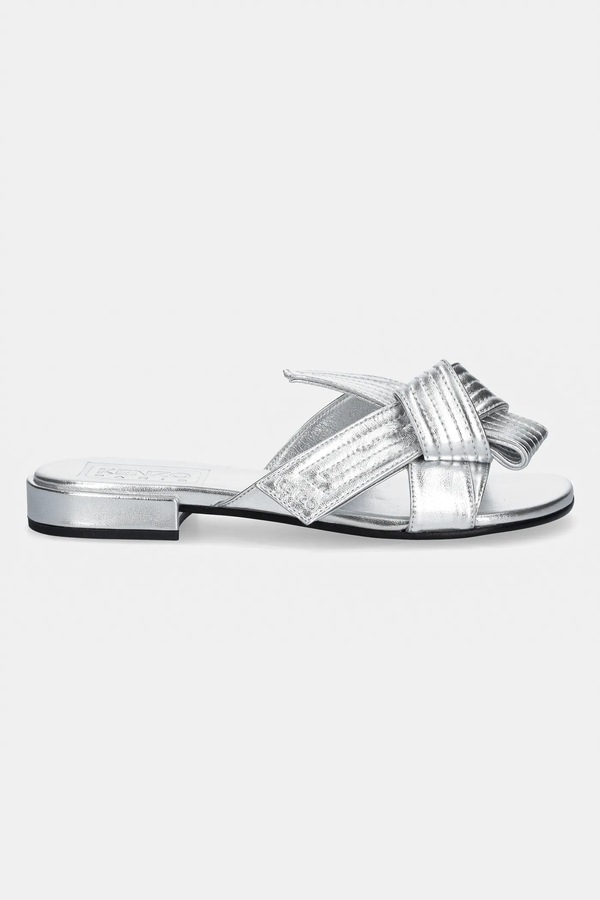 Шкіряні шльопанці Kenzo Mule колір срібний