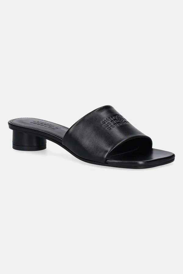 Шкіряні шльопанці MM6 Maison Margiela колір чорний