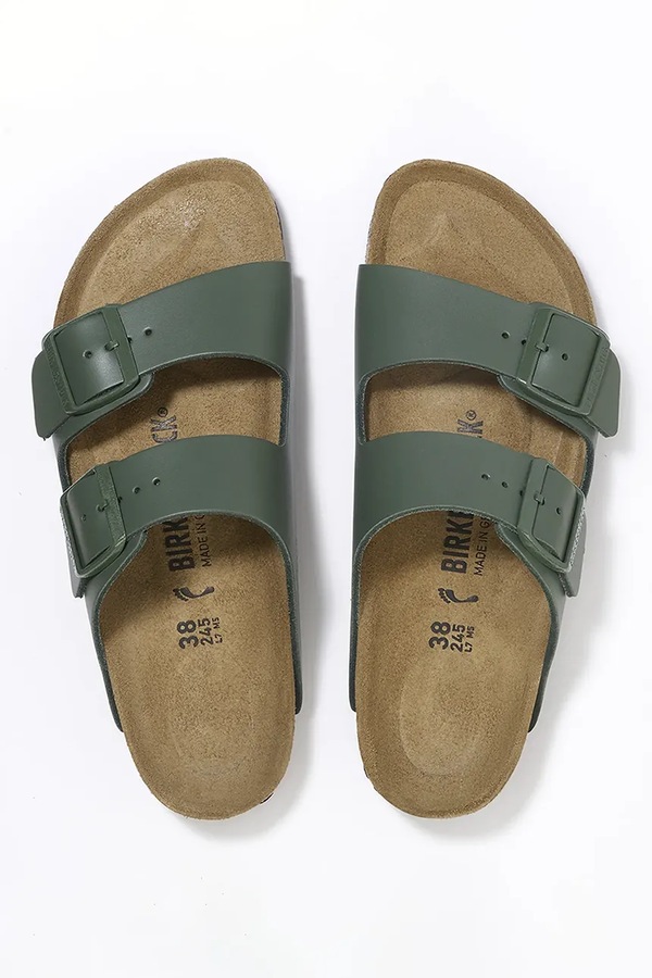 Кожаные шлепанцы Birkenstock Arizona цвет зеленый фото 2
