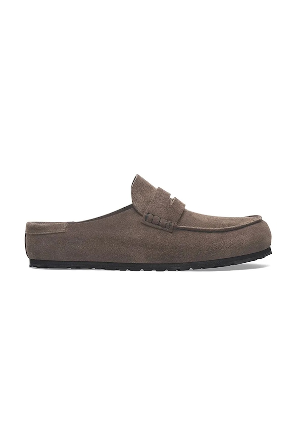 Замшеві шльопанці Birkenstock Naples Wrapped LEVE колір коричневий
