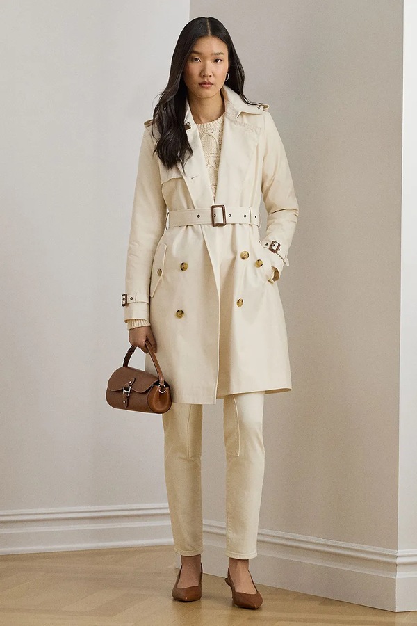 Пальто Lauren Ralph Lauren колір бежевий