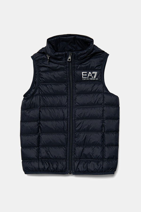 Пухова дитяча безрукавка EA7 Emporio Armani колір синій