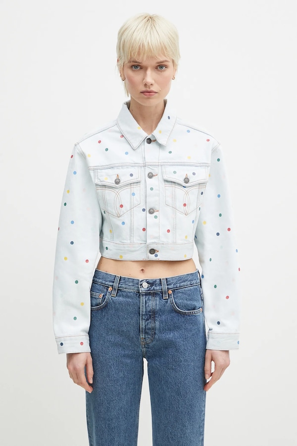 Хлопковая джинсовая куртка Fiorucci Confetti Dot Cropped Denim