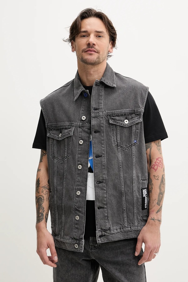 Джинсова безрукавка Karl Lagerfeld Jeans колір сірий фото 3