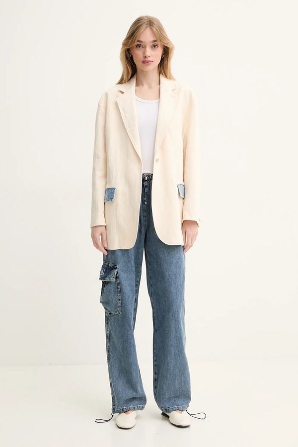 Піджак Moschino Jeans колір бежевий
