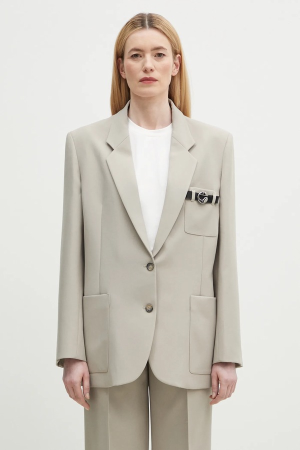 Однобортний піджак жіночий coperni Belted Pocket Tailored колір бежевий