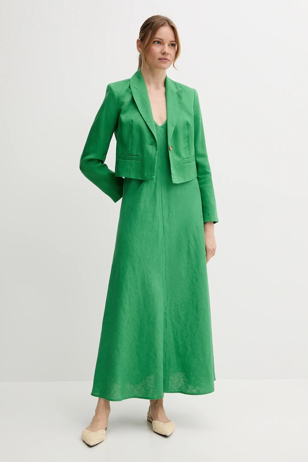 Льняний жакет United Colors of Benetton колір зелений