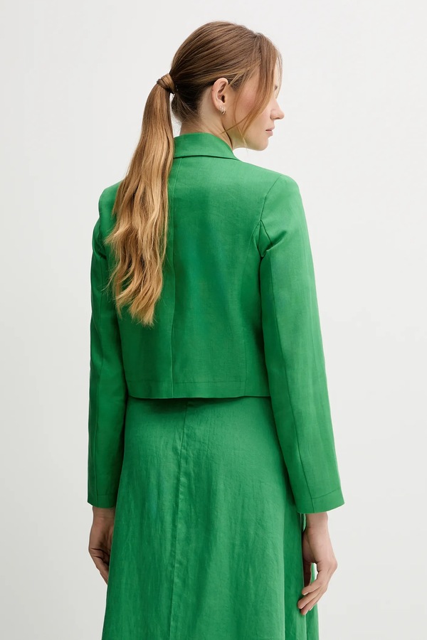 Льняний жакет United Colors of Benetton колір зелений фото 2