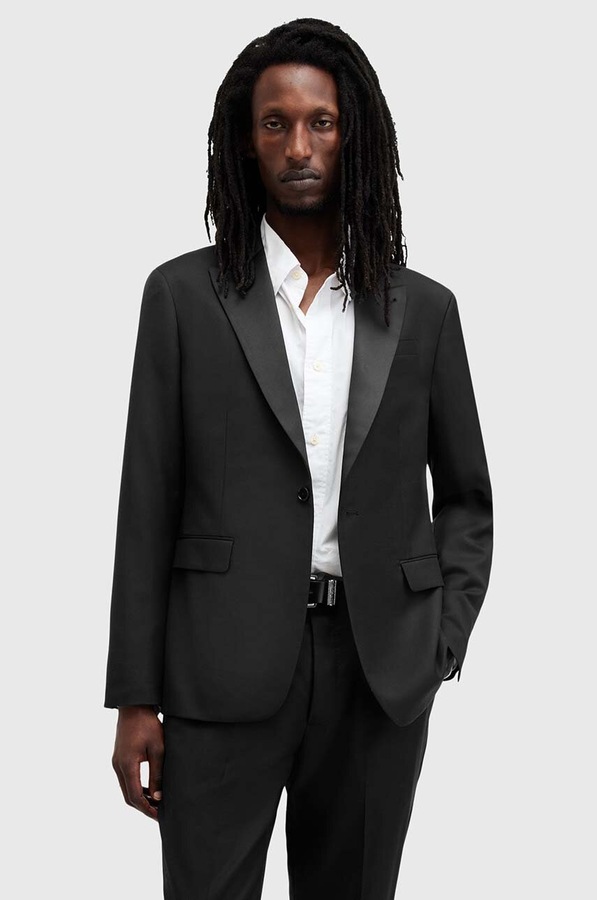 Пиджак с примесью шерсти AllSaints TISBURY цвет черный