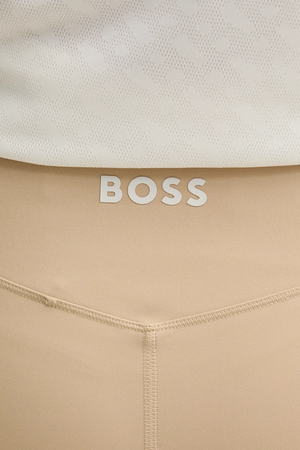 Легінси BOSS колір бежевий фото 4