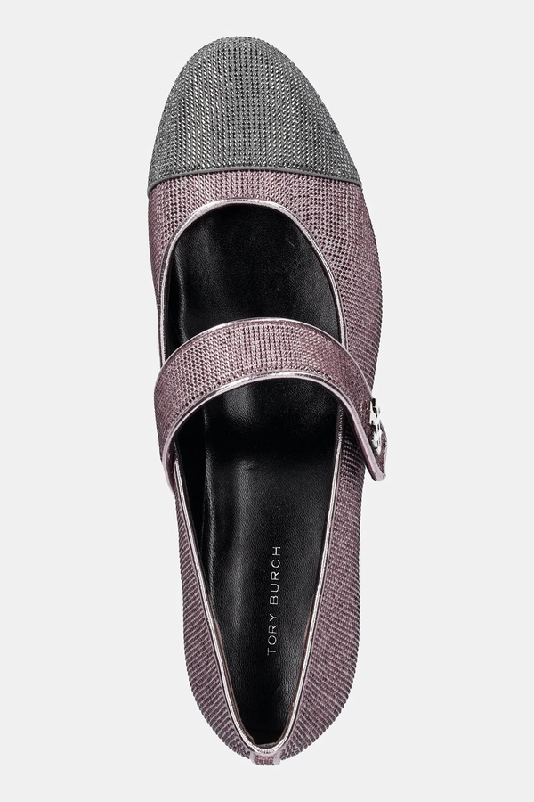 Замшеві туфлі Tory Burch Cap-Toe Mary Jane Pave Heel Ballet колір рожевий фото 4