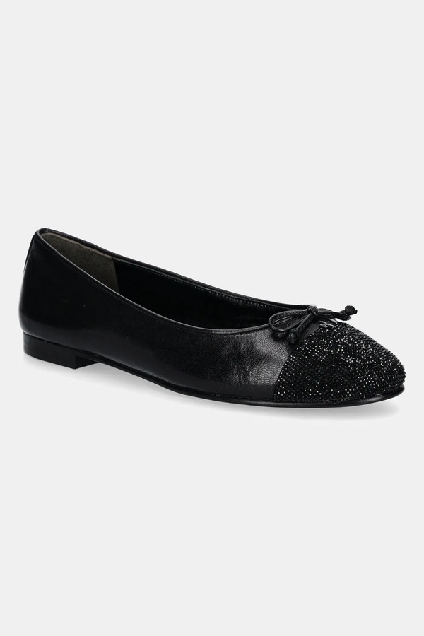 Шкіряні балетки Tory Burch Cap-Toe Pave Ballet колір чорний