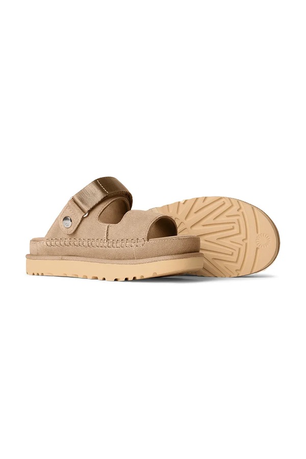 Замшеві шльопанці UGG Goldenstar Glide колір бежевий фото 3