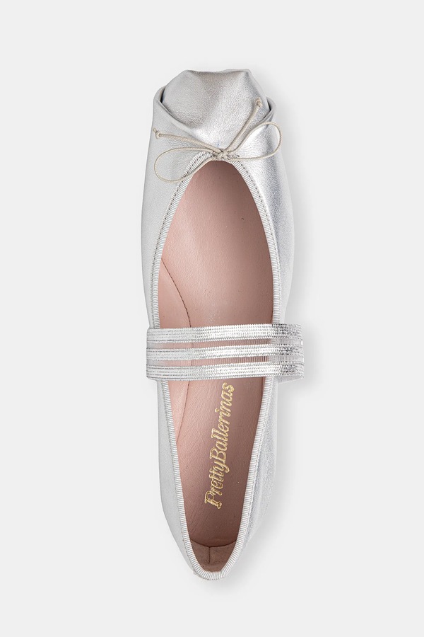 Шкіряні балетки Pretty Ballerinas Kristen колір срібний фото 4