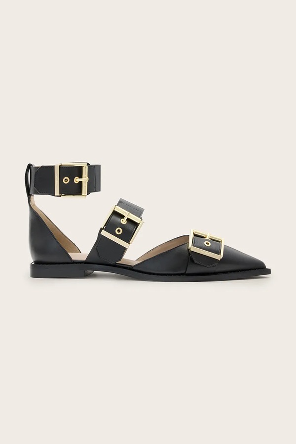 Шкіряні балетки AllSaints Sutton Shoe колір чорний