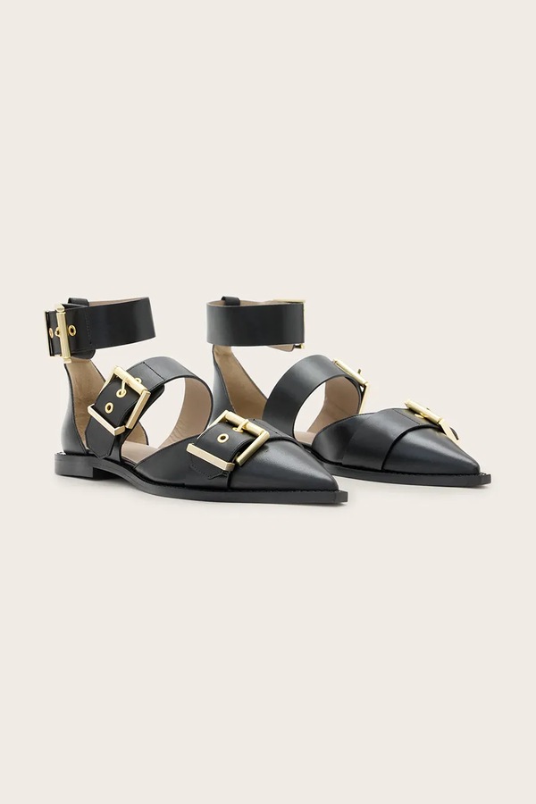 Шкіряні балетки AllSaints Sutton Shoe колір чорний