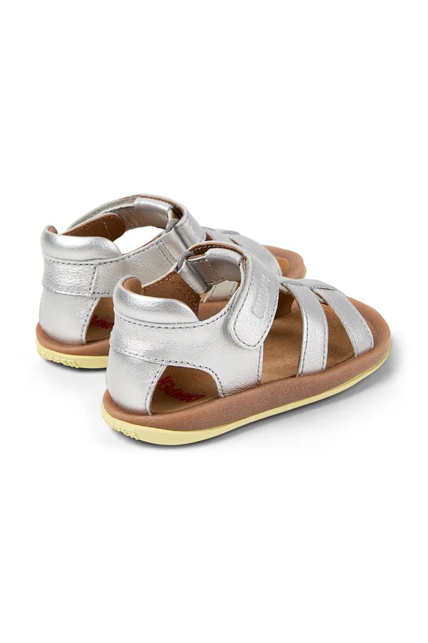 Дитячі шкіряні сандалі Camper Bicho FW колір срібний фото 2