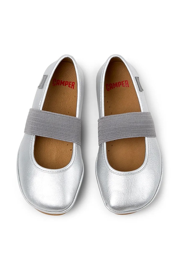 Дитячі шкіряні балетки Camper Right Kids колір срібний фото 4