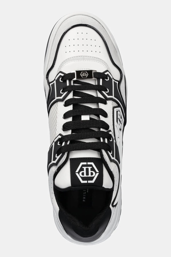 Шкіряні кросівки Philipp Plein Lo-Top Hexagon колір білий фото 4