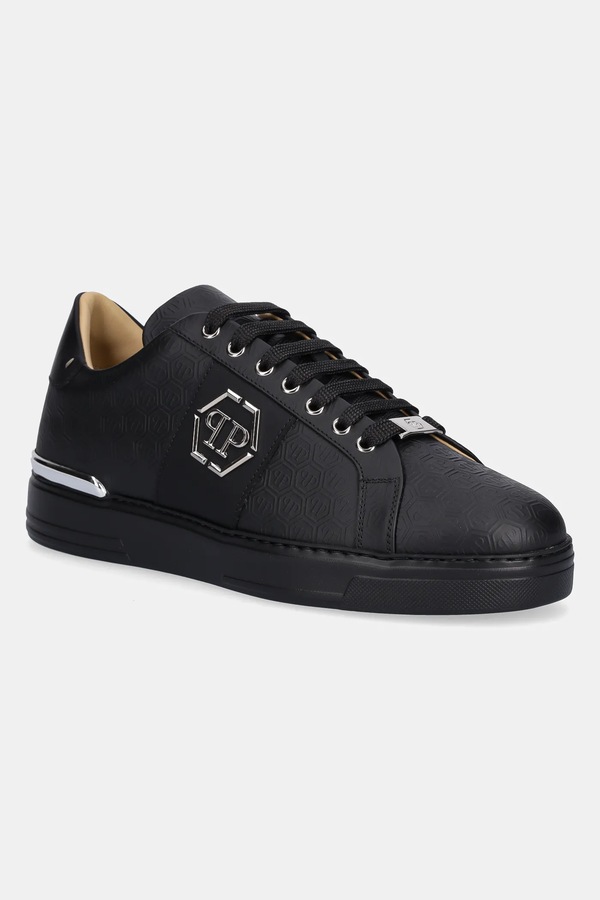 Шкіряні кросівки Philipp Plein Lo-Top Monogram колір чорний