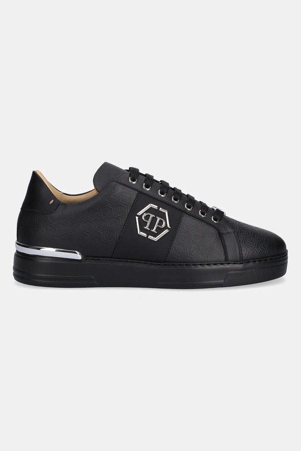 Шкіряні кросівки Philipp Plein Lo-Top Monogram колір чорний
