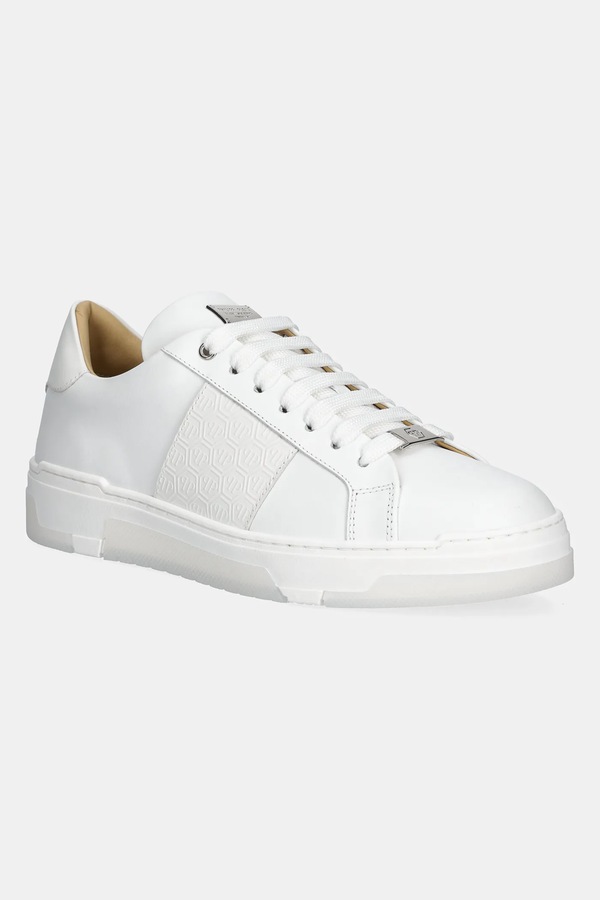 Шкіряні кросівки Philipp Plein Lo-Top Monogram колір білий