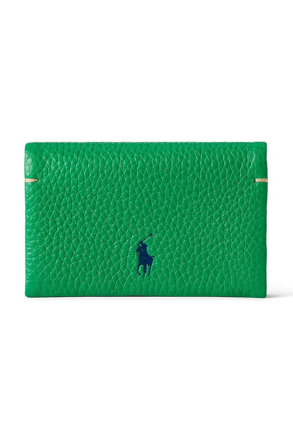 Кожаный кошелек Polo Ralph Lauren цвет зеленый