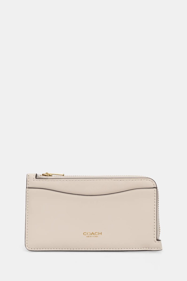 Гаманець жіночий шкіряний Coach колір бежевий