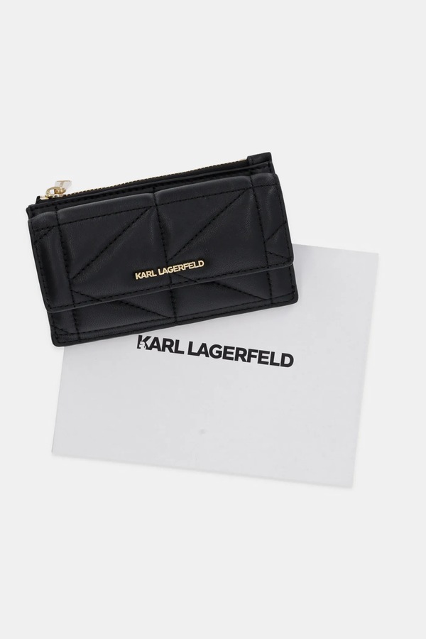 Шкіряний гаманець Karl Lagerfeld колір чорний фото 4