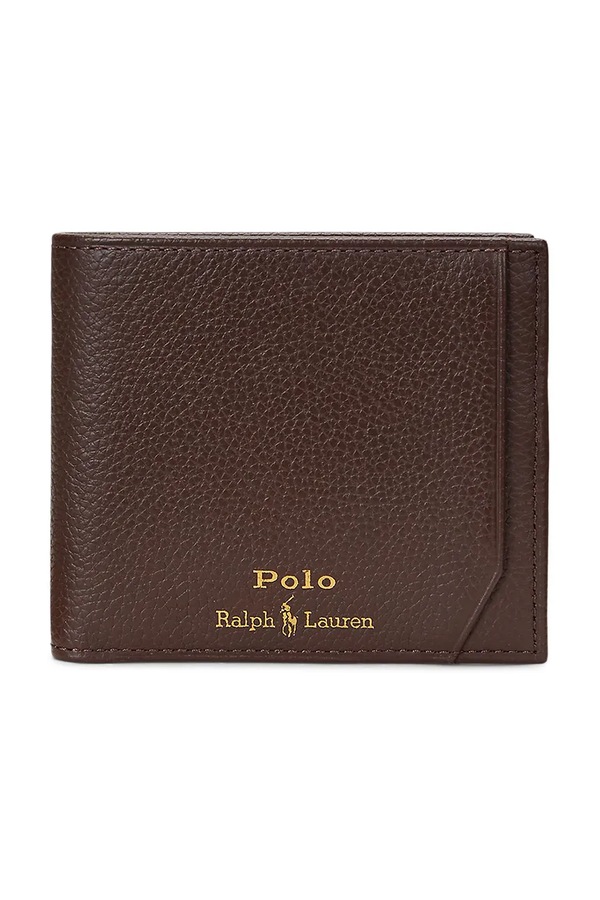 Шкіряний гаманець Polo Ralph Lauren колір коричневий