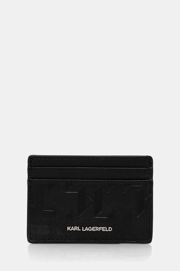 Шкіряний чохол на банківські карти Karl Lagerfeld K/LOOM колір чорний фото 2