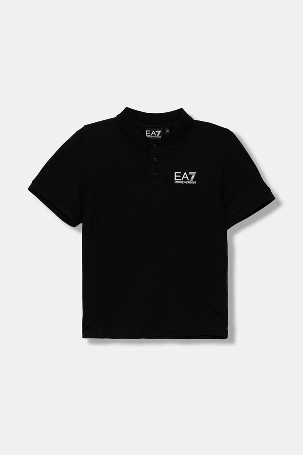 Поло дитяче бавовняне EA7 Emporio Armani колір чорний