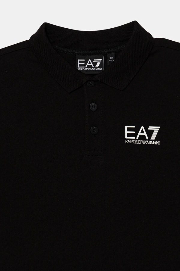 Поло детское хлопковое EA7 Emporio Armani цвет черный фото 2