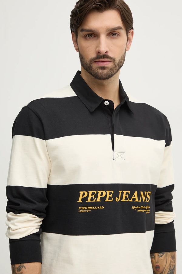 Бавовняний лонгслів Pepe Jeans BRANDON колір чорний фото 4
