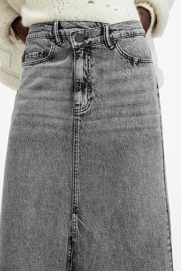 Джинсова спідниця AllSaints NOIR MAXI колір чорний фото 2