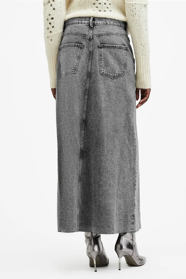 Джинсова спідниця AllSaints NOIR MAXI колір чорний фото 4