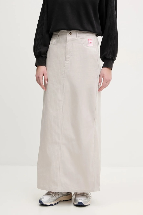 Бавовняна спідниця adidas Originals AOP MAXI SKIRT колір бежевий